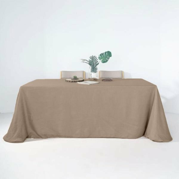 Jute & Lace |  90″x156″ Taupe Seamless Rectangular Tablecloth, Linen Table Cloth With Slubby Textured, Wrinkle Resistant for 8 Foot Table With Floor-Length Drop