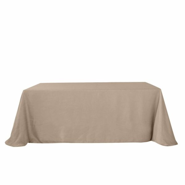 Jute & Lace |  90″x156″ Taupe Seamless Rectangular Tablecloth, Linen Table Cloth With Slubby Textured, Wrinkle Resistant for 8 Foot Table With Floor-Length Drop