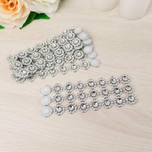 Napkin Rings |  10 Pack Silver Sunflower Diamond Rhinestones Napkin Holders With Velcro, Elegant Wedding Napkin Rings