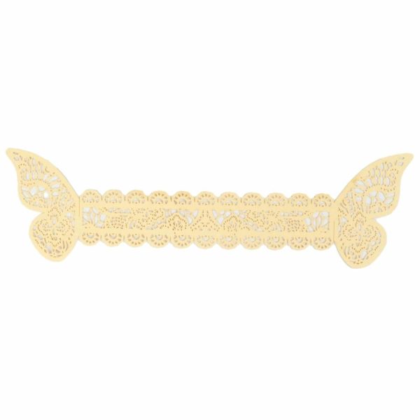 Napkin Rings |  12 Pack Champagne Shimmery Laser Cut Butterfly Paper Chair Sash Bows, Napkin Rings, Serviette Holders