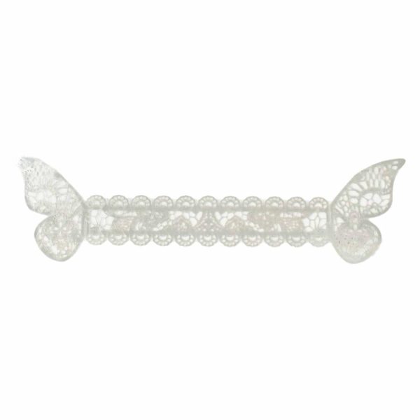 Napkin Rings |  12 Pack Metallic Silver Foil Laser Cut Butterfly Paper Napkin Rings, Chair Sash Bows, Serviette Holders