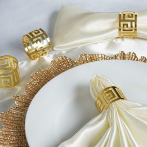 Napkin Rings |  4 Pack Alluring Gold Plated Aluminum Napkin Rings