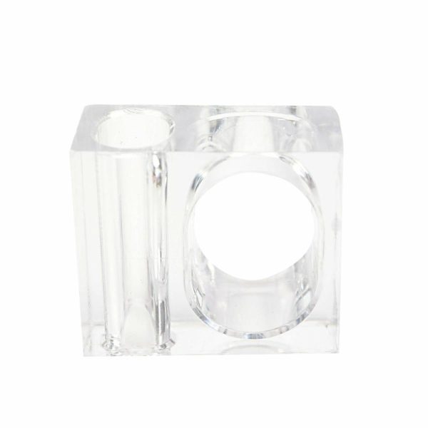 Napkin Rings |  4 Pack Clear Acrylic Square Napkin Ring Bud Vases, 2-in-1 Flower Napkin Holders