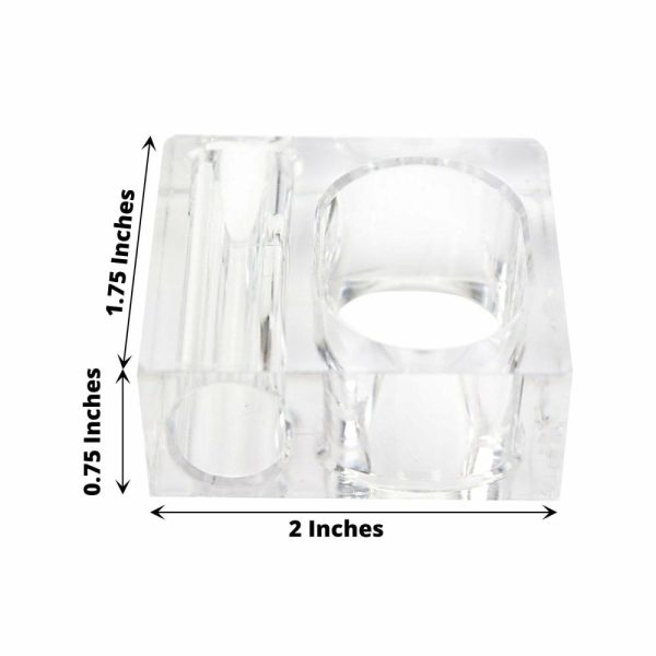 Napkin Rings |  4 Pack Clear Acrylic Square Napkin Ring Bud Vases, 2-in-1 Flower Napkin Holders