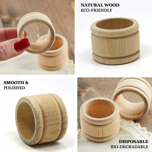 Napkin Rings |  4 Pack Eco Friendly Natural Wooden Napkin Holder Rings, Disposable