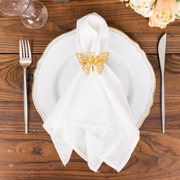 Napkin Rings |  4 Pack Gold Metal Butterfly Napkin Rings, Decorative Laser Cut Cloth Napkin Holders