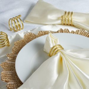 Napkin Rings |  4 Pack Gold Plated Spiral Aluminum Napkin Rings