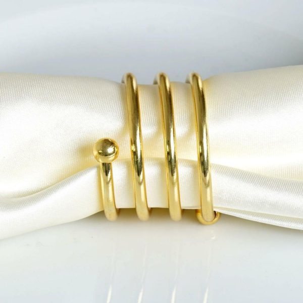 Napkin Rings |  4 Pack Gold Plated Spiral Aluminum Napkin Rings