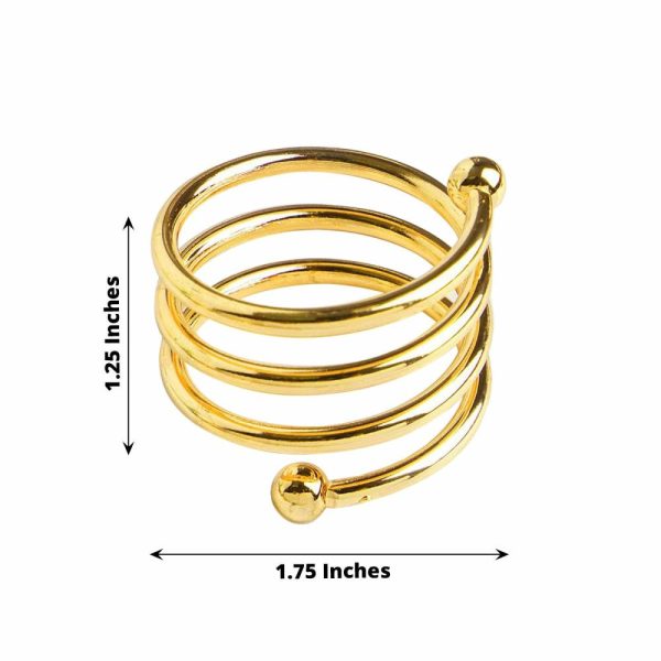 Napkin Rings |  4 Pack Gold Plated Spiral Aluminum Napkin Rings