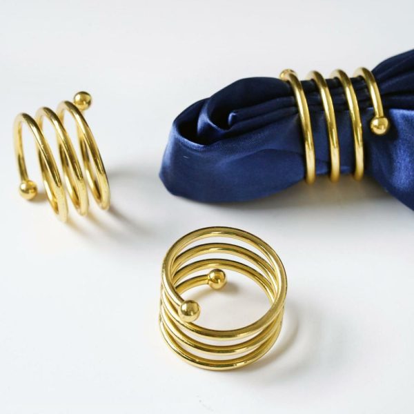 Napkin Rings |  4 Pack Gold Plated Spiral Aluminum Napkin Rings