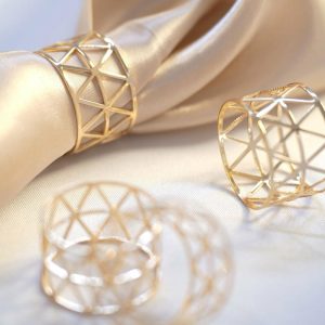 Napkin Rings |  5 Pack Metallic Gold Geometric Napkin Rings, Paper Napkin Holders