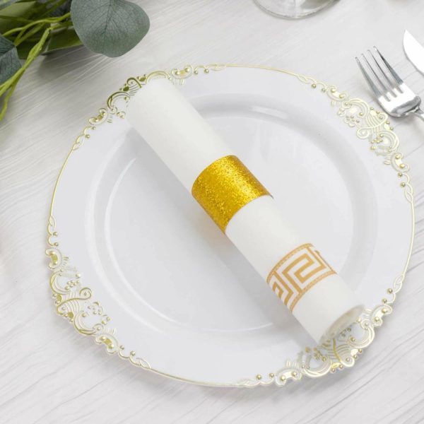 Napkin Rings |  50 Pack Gold Glitter Paper Napkin Holders, 1.5″ Disposable Napkin Rings