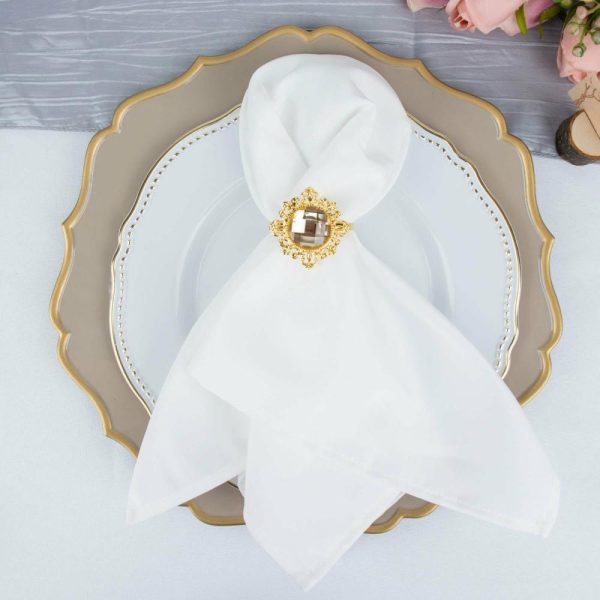 Napkin Rings |  6 Pack 2″ Gold Metal Crystal Rhinestone Napkin Rings, Diamond Bling Napkin Holders