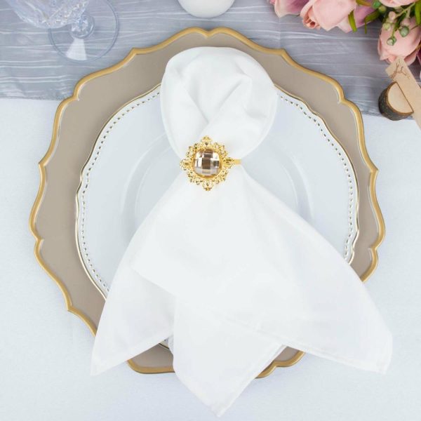 Napkin Rings |  6 Pack 2″ Gold Metal Crystal Rhinestone Napkin Rings, Diamond Bling Napkin Holders