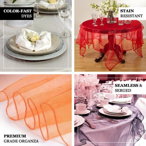 Organza |  60″x60″ Fuchsia Sheer Organza Square Table Overlay