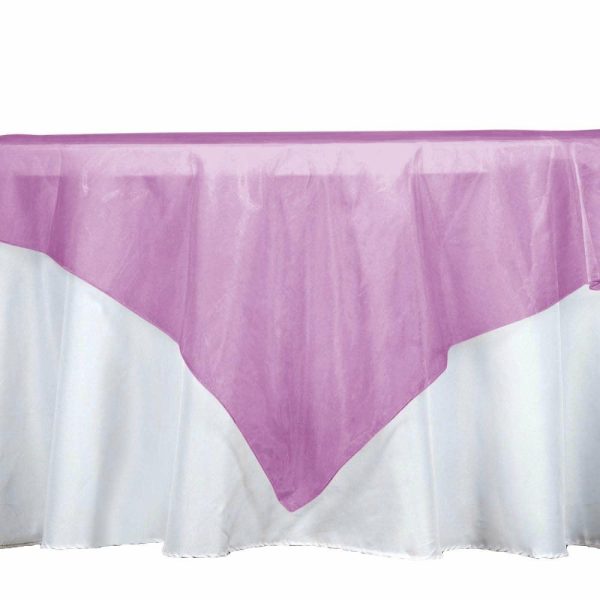 Organza |  60″x60″ Fuchsia Sheer Organza Square Table Overlay