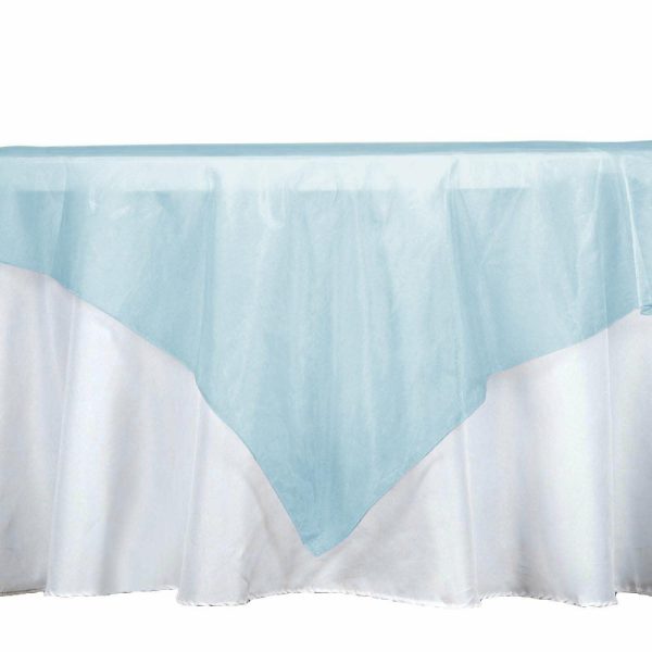 Organza |  60″x60″ Turquoise Sheer Organza Square Table Overlay