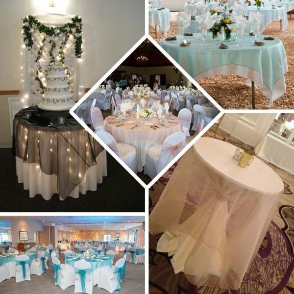 Organza |  60″x60″ Turquoise Sheer Organza Square Table Overlay