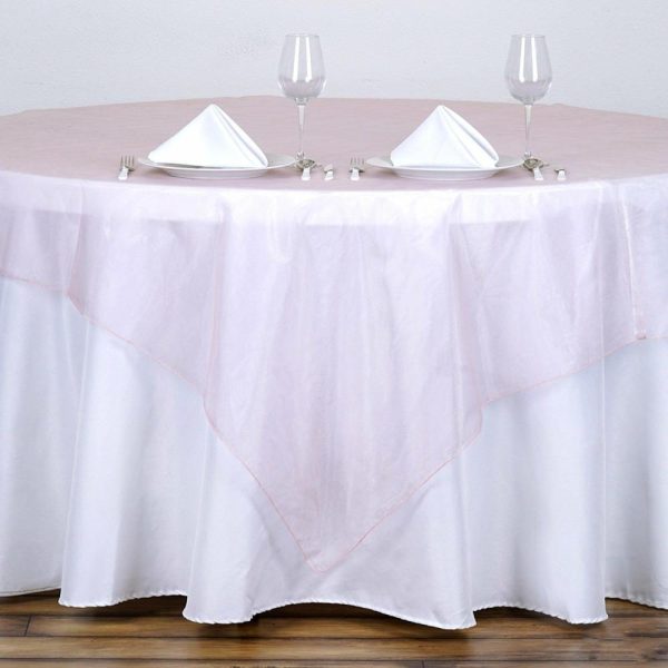 Organza |  72″x72″ Blush Organza Square Table Overlay