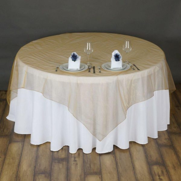 Organza |  72″x72″ Gold Organza Square Table Overlay