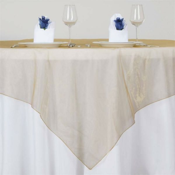 Organza |  72″x72″ Gold Organza Square Table Overlay