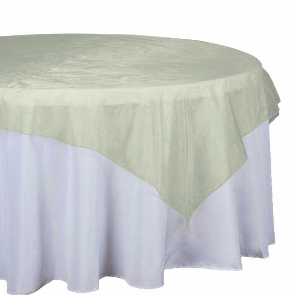 Organza |  72″x72″ Olive Green Organza Square Table Overlay