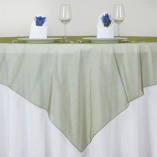 Organza |  72″x72″ Olive Green Organza Square Table Overlay