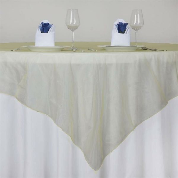 Organza |  72″x72″ Yellow Organza Square Table Overlay