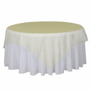 Organza |  90″x90″ Yellow Sheer Organza Square Table Overlay