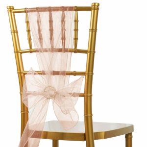 Organza & Chiffon Sashes |  5 Pack 6″x108″ Dusty Rose Sheer Organza Chair Sashes