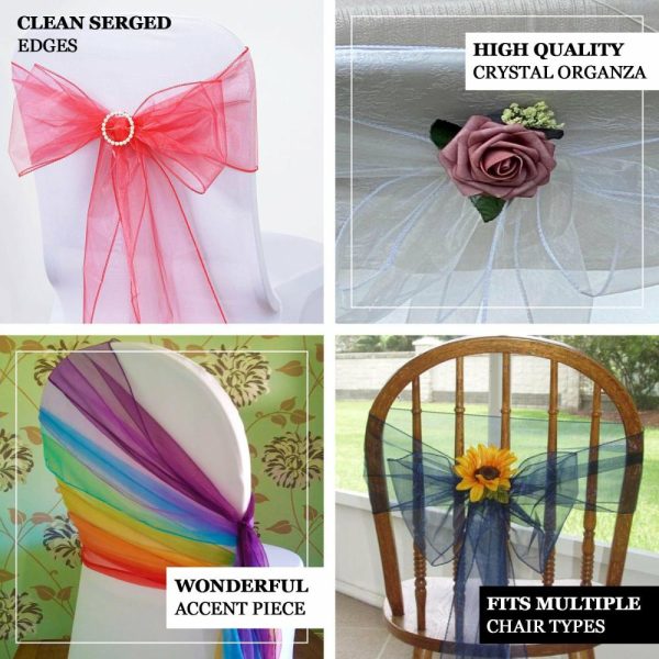 Organza & Chiffon Sashes |  5 Pack 6″x108″ Fuchsia Sheer Organza Chair Sashes