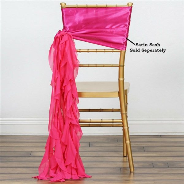 Organza & Chiffon Sashes |  Fuchsia Chiffon Curly Chair Sash