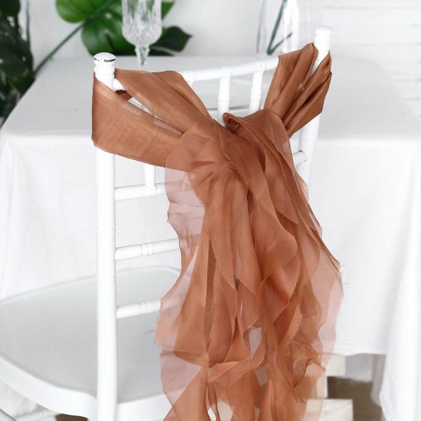 Organza & Chiffon Sashes |  Terracotta (Rust) Chiffon Curly Chair Sash