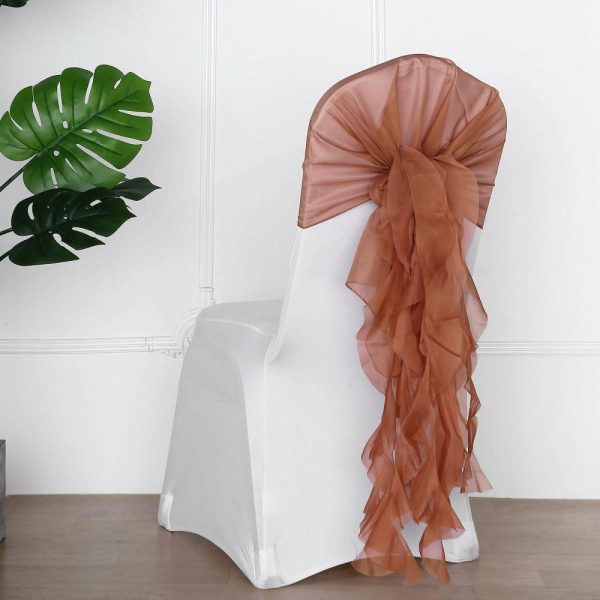 Organza & Chiffon Sashes |  Terracotta (Rust) Chiffon Curly Chair Sash