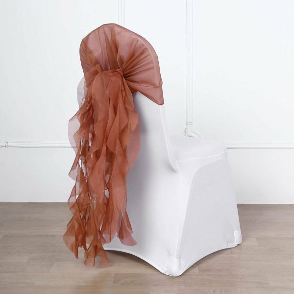 Organza & Chiffon Sashes |  Terracotta (Rust) Chiffon Curly Chair Sash