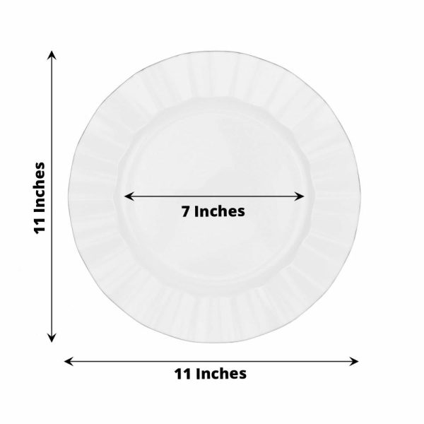 Plastic Plates |  10 Pack 11″ White Disposable Dinner Plates With Gold Ruffled Rim, Round Plastic Party Plates