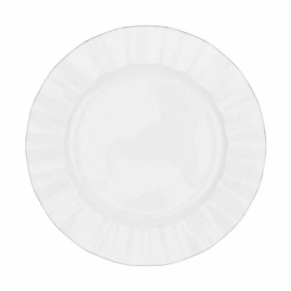 Plastic Plates |  10 Pack 11″ White Disposable Dinner Plates With Gold Ruffled Rim, Round Plastic Party Plates