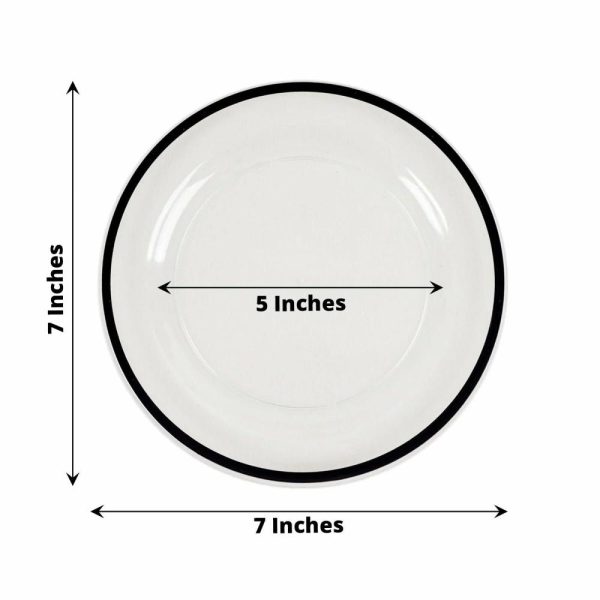 Plastic Plates |  10 Pack Clear Regal Disposable Salad Plates With Black Rim, 7″ Round Plastic Appetizer Dessert Plates