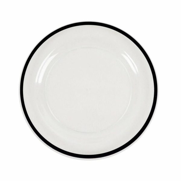 Plastic Plates |  10 Pack Clear Regal Disposable Salad Plates With Black Rim, 7″ Round Plastic Appetizer Dessert Plates