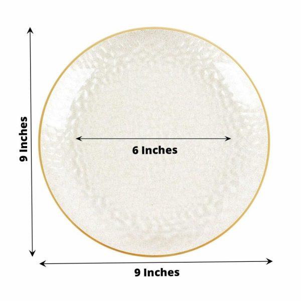 Plastic Plates |  10 Pack Gold Glitter Clear Hammered Disposable Party Plates, 9″ Round Plastic Dinner Plates With Gold Rim