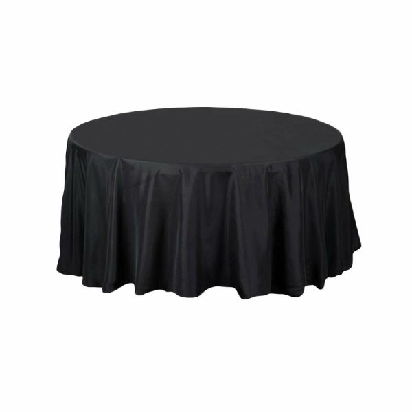 Polyester |  108″ Black Seamless Polyester Round Tablecloth