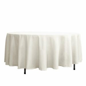 Polyester |  108″ Ivory Seamless Polyester Round Tablecloth