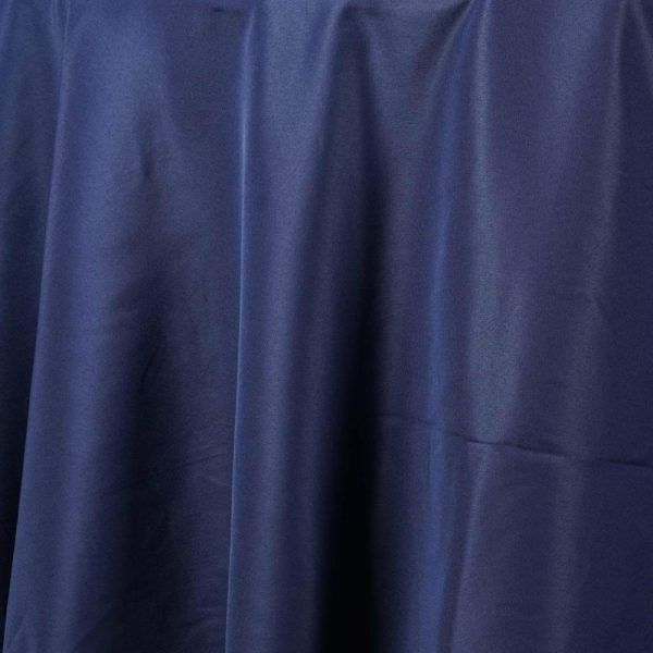 Polyester |  108″ Navy Blue Seamless Polyester Round Tablecloth