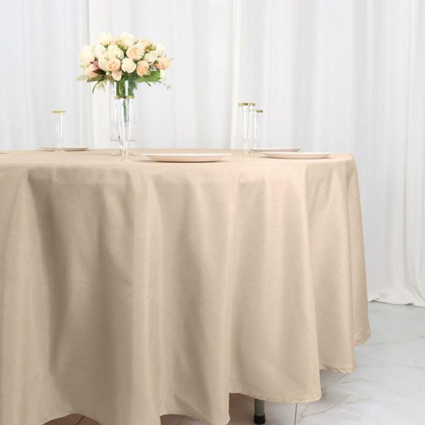 Polyester |  108″ Nude Seamless Polyester Round Tablecloth