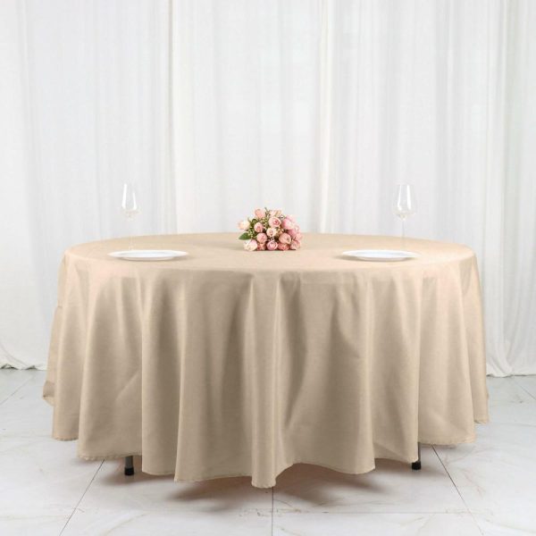 Polyester |  108″ Nude Seamless Polyester Round Tablecloth