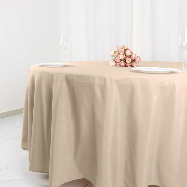 Polyester |  108″ Nude Seamless Polyester Round Tablecloth