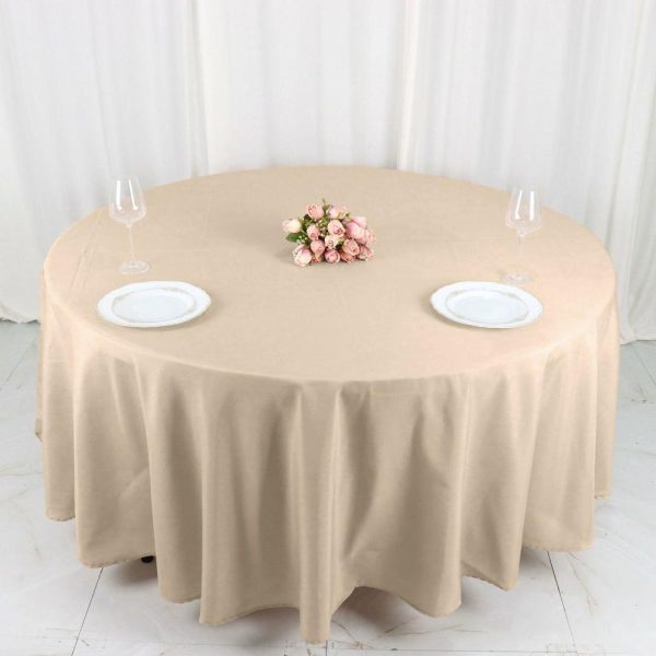 Polyester |  108″ Nude Seamless Polyester Round Tablecloth