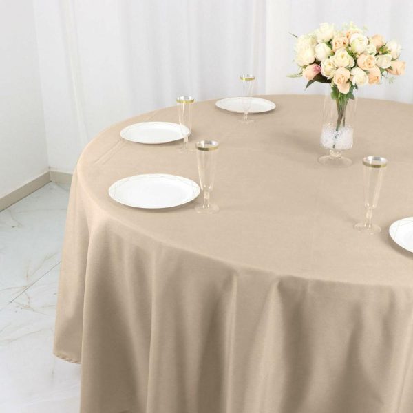 Polyester |  108″ Nude Seamless Polyester Round Tablecloth