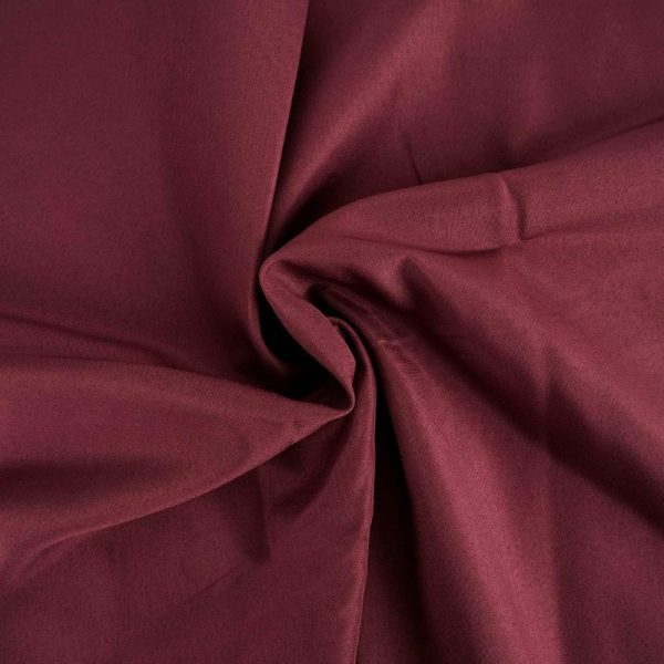 Polyester |  120″ Burgundy Seamless Polyester Round Tablecloth for 5 Foot Table With Floor-Length Drop