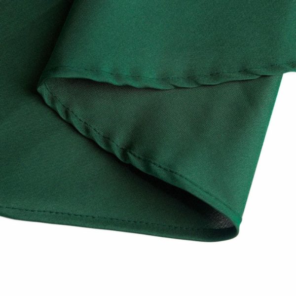 Polyester |  120″ Hunter Emerald Green Seamless Polyester Round Tablecloth for 5 Foot Table With Floor-Length Drop